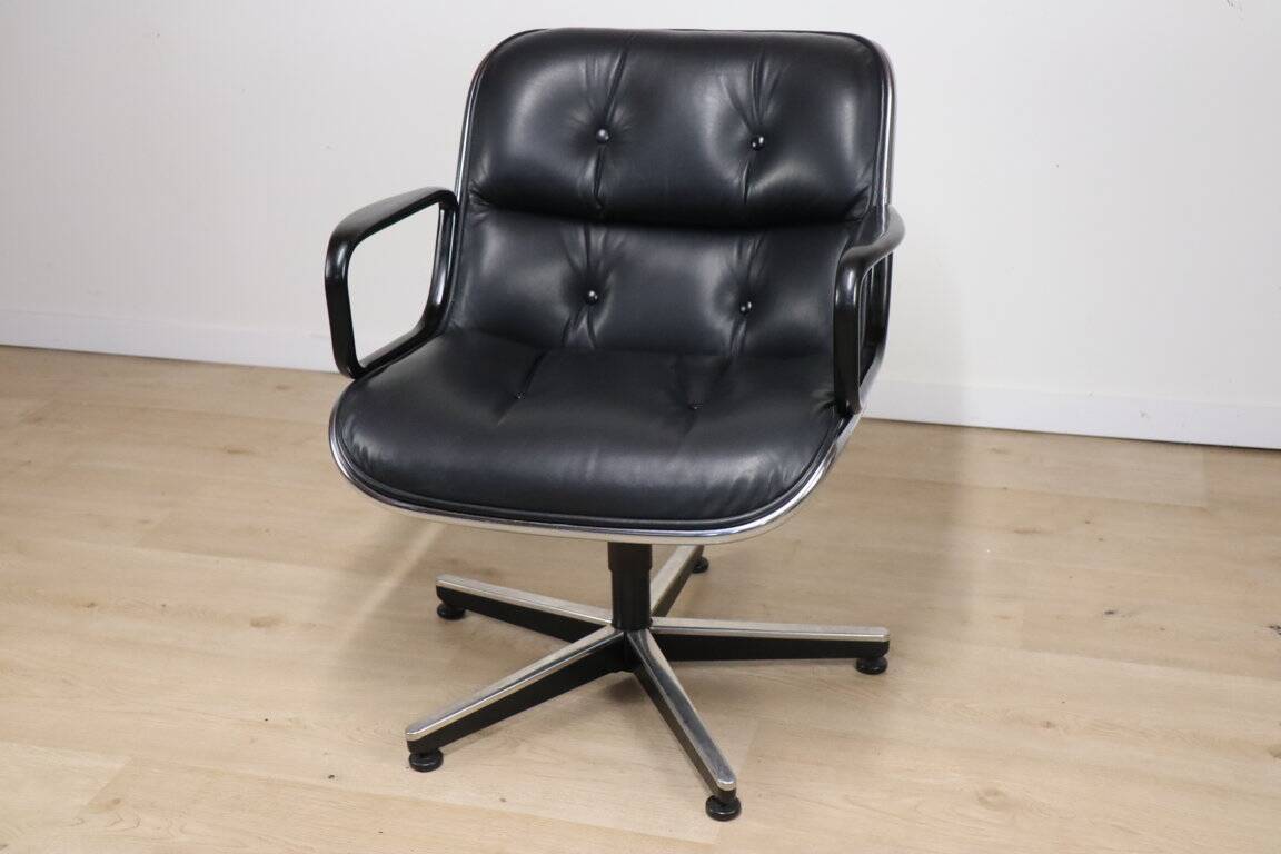 Charles Pollock leather office chair, Knoll edition, 1970