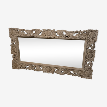 Mirror with decorative wood frame