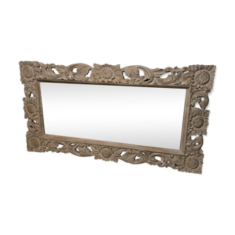 Mirror with decorative wood frame