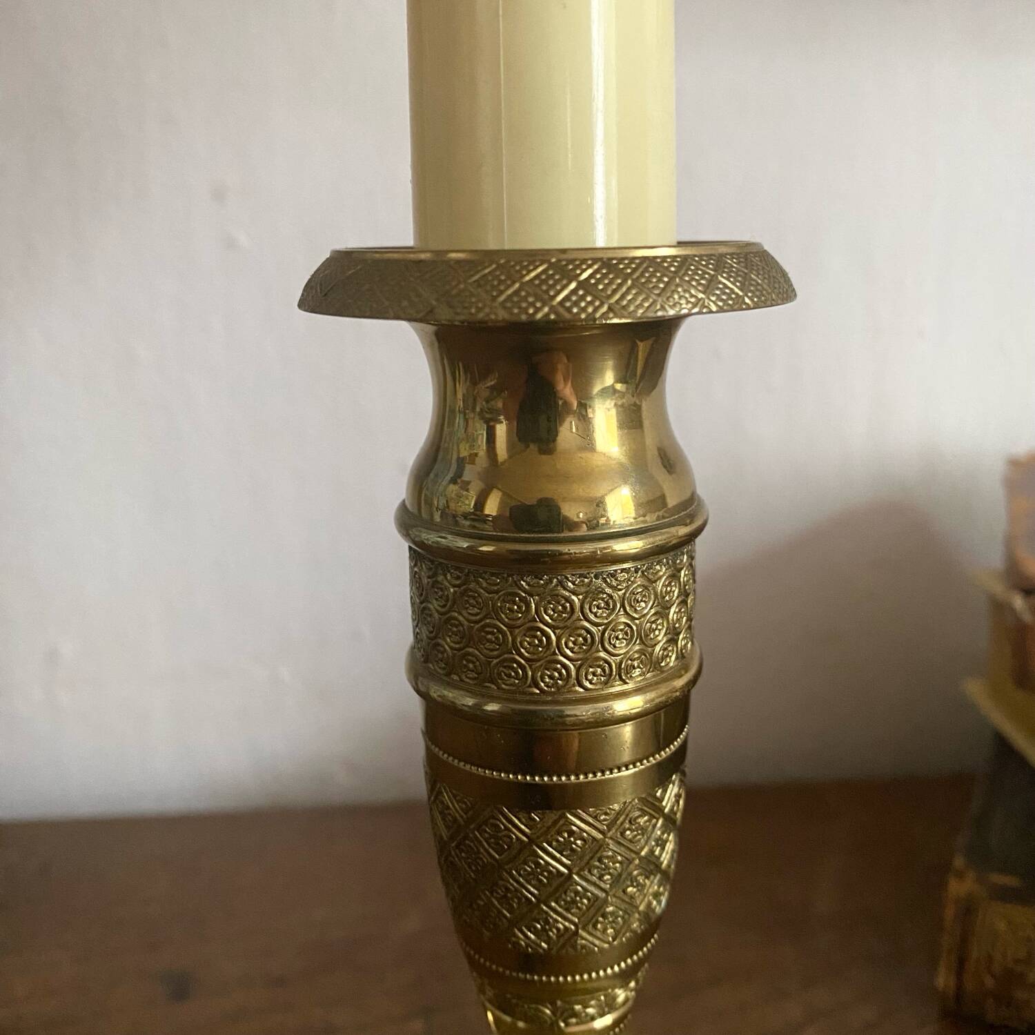 Brass candlestick style lamp