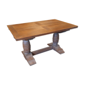 Solid oak table 2 central legs with extensions