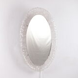 Large Oval Plexiglas mirror with lighting, 1960 Germany.