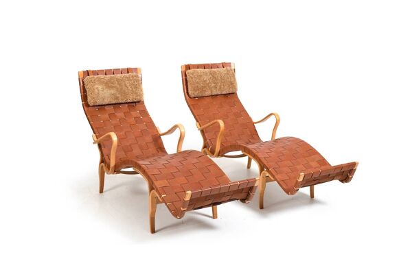 Paire de chaises longues vintage Pernilla-3 par Bruno Mathsson