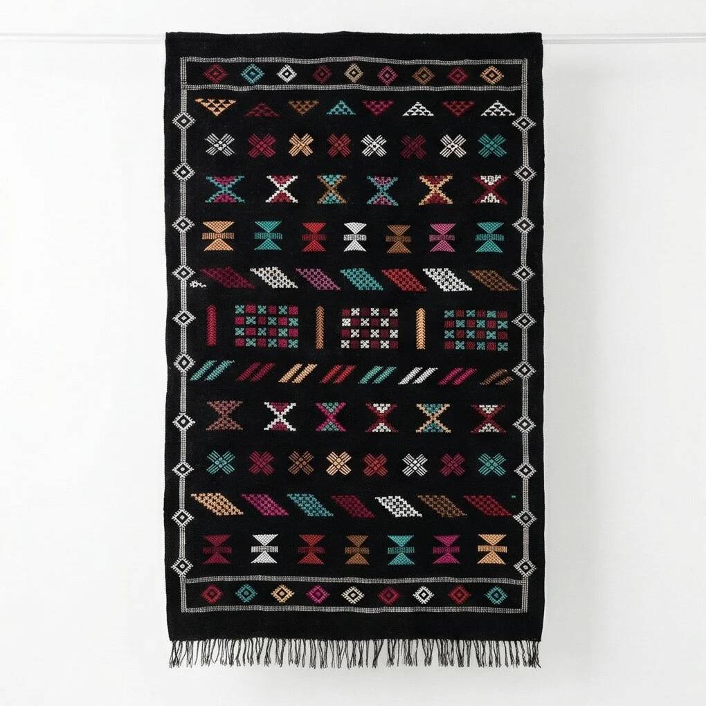 Black ethnic sabra rug 90x150 cm