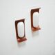 Pair of teak and opaline wall lamps by Goffredo Reggiani