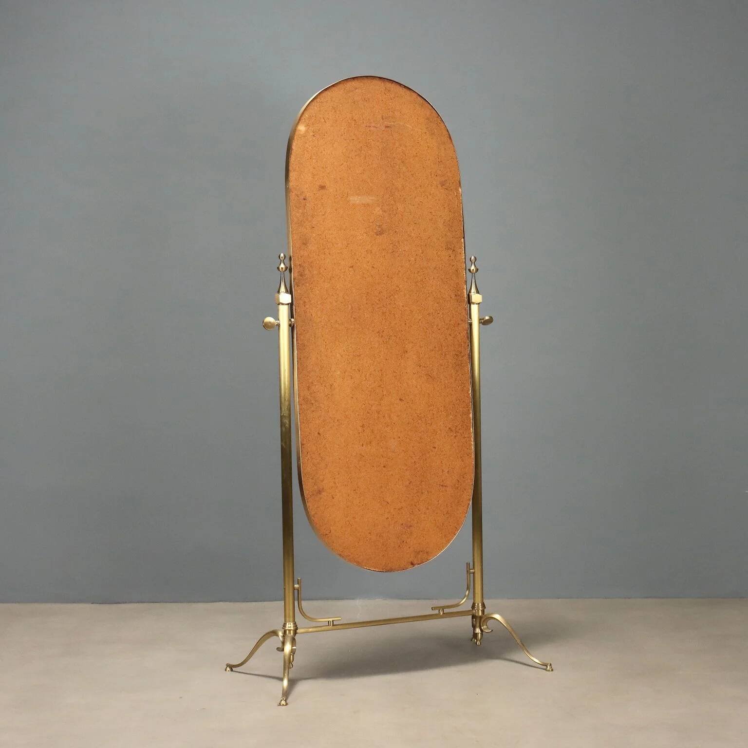 Brass vanity mirror with adjustable tilt
