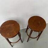 2 Baumann wooden bar top stools