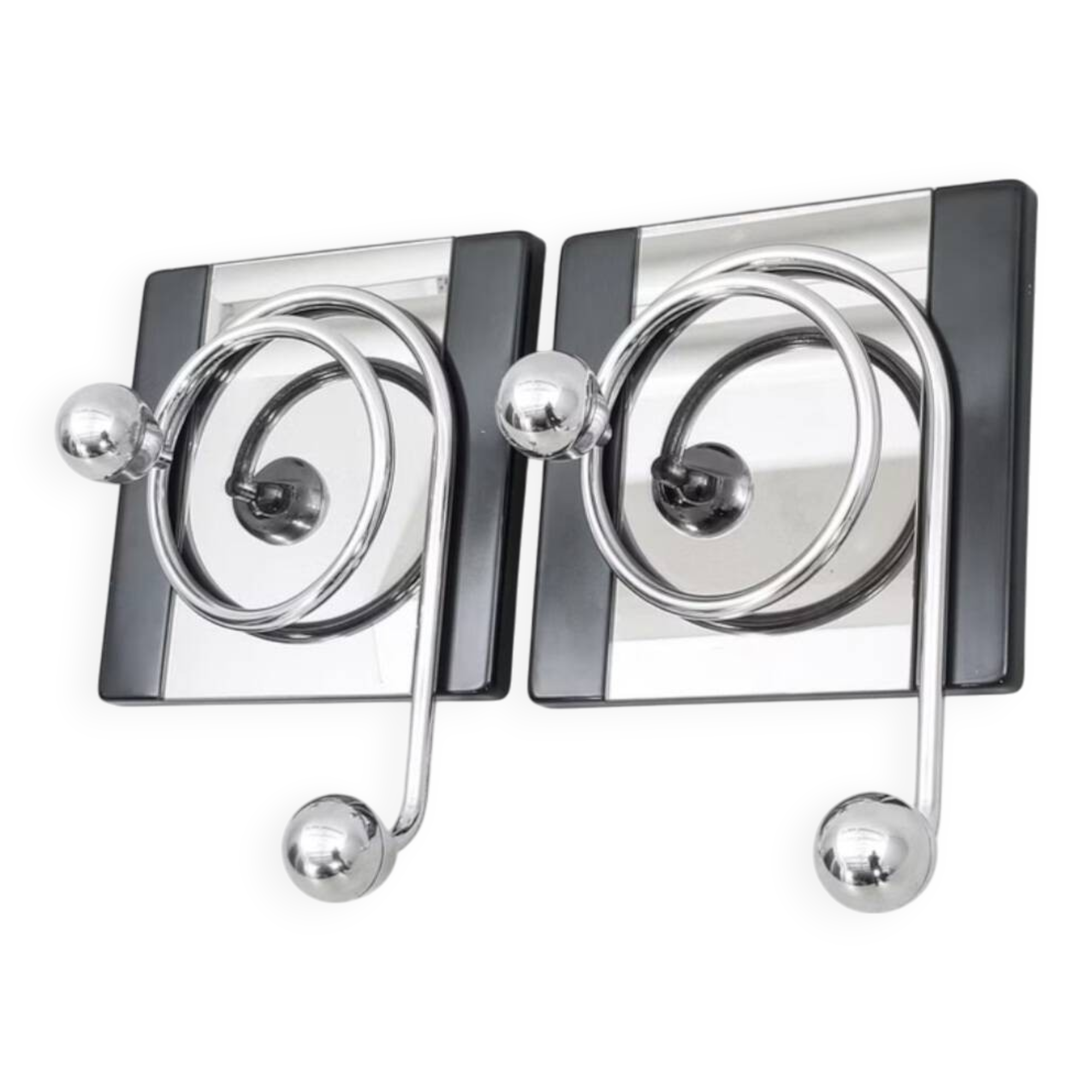 2 mirror hooks designed by Mario Sabot in Italy in the 1970s.