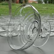 Set of 10 Art Deco crystal champagne glasses from Czechoslovakia