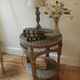 Side round table in rattan