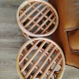 Pair of rattan stools