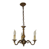 Lustre Art Nouveau 3 feux en bronze, France
