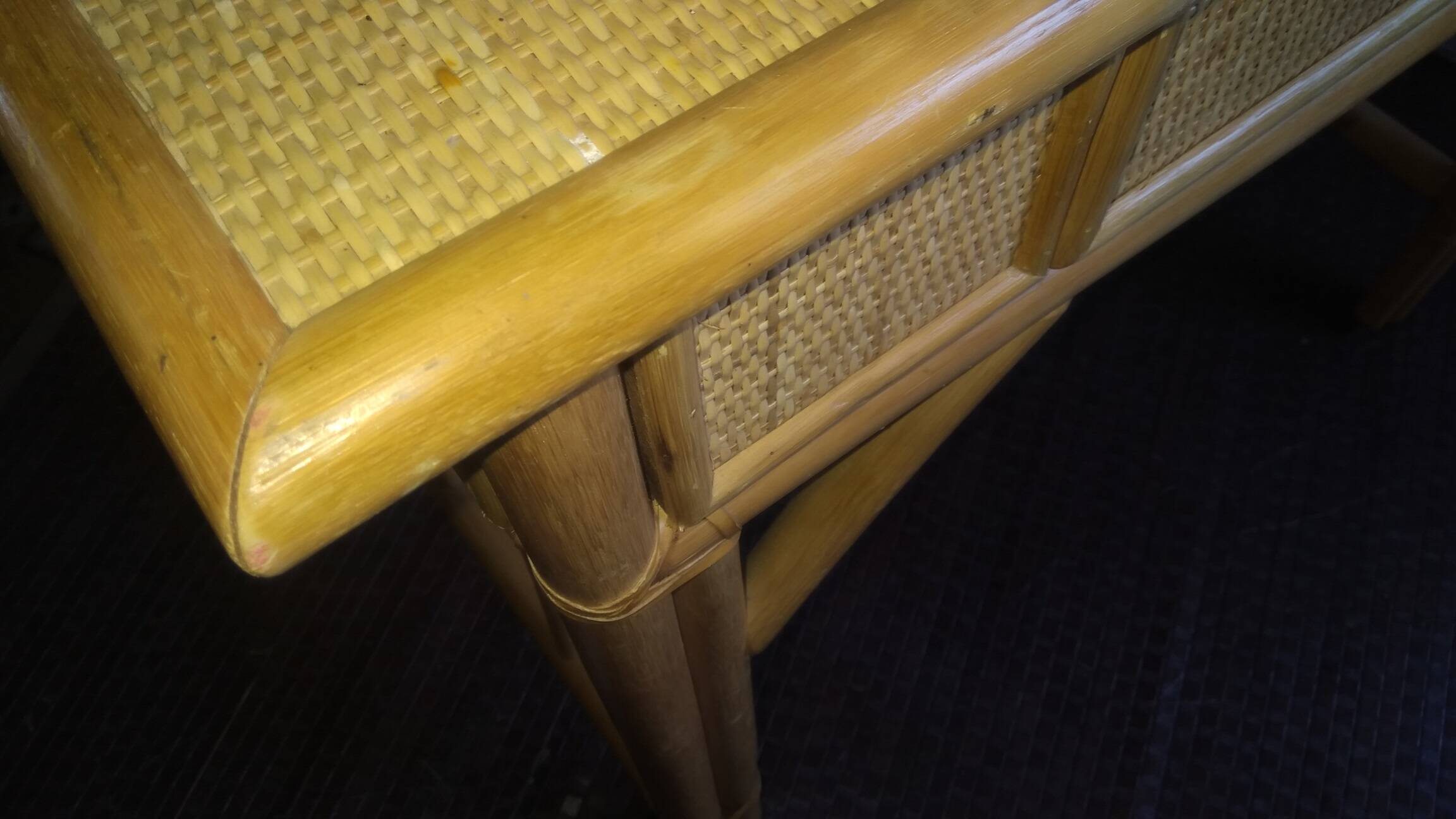 Rattan and bamboo desk or console