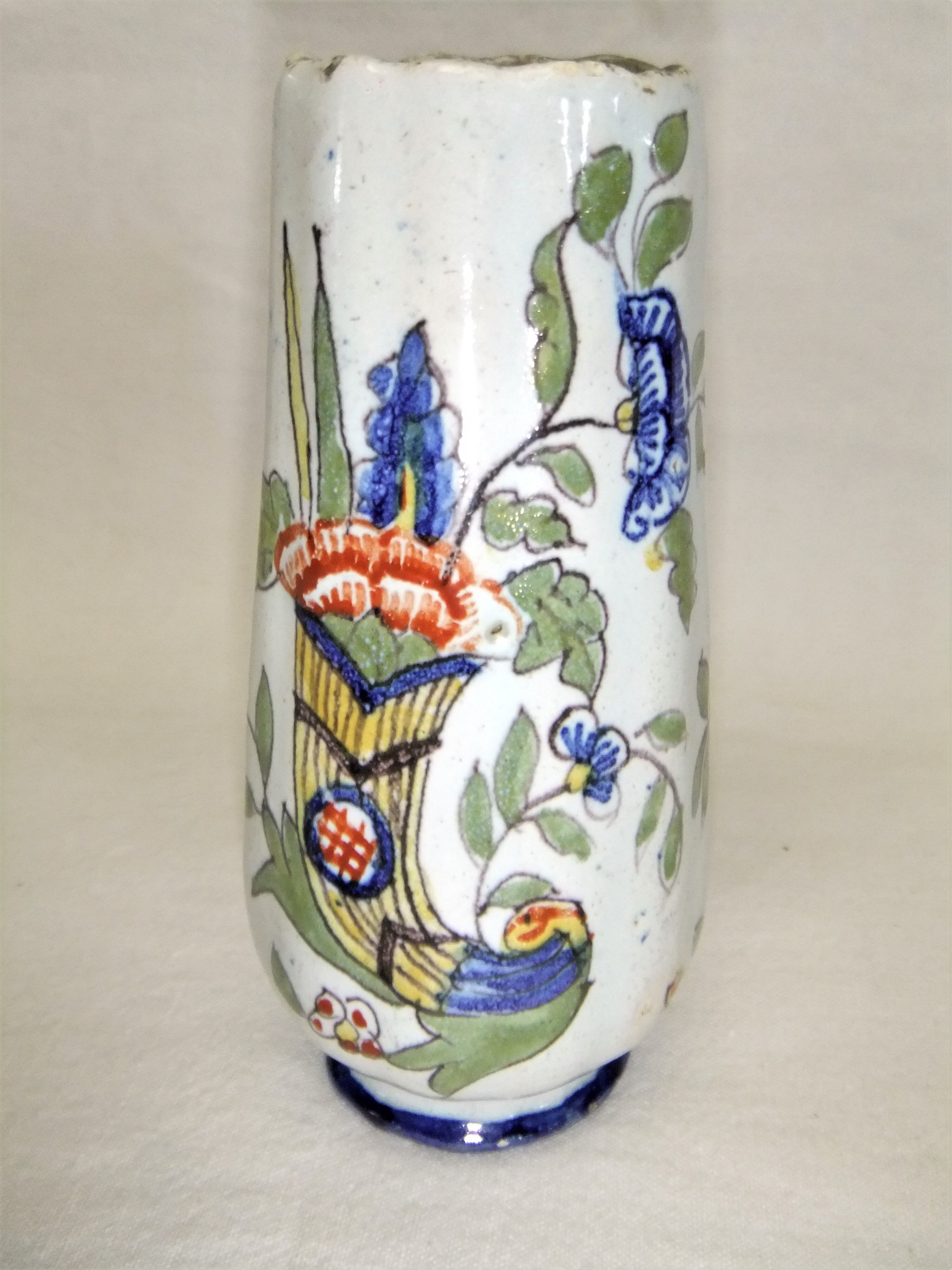 Vase Desvres Fourmaintraux Rouen Molicorne cornucopia of plenty