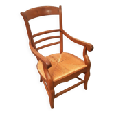 fauteuil de nourrice d'époque Restauration en noyer blond