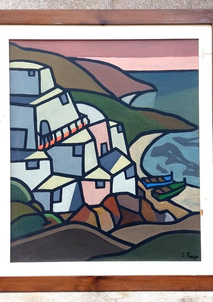 Peinture À L’Huile Sur Toile « Scène De Pêche » Franco Prayer (1924) 70 x 6