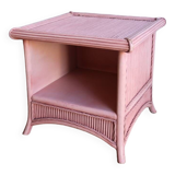 Vintage pink bamboo rattan side table or large bedside table