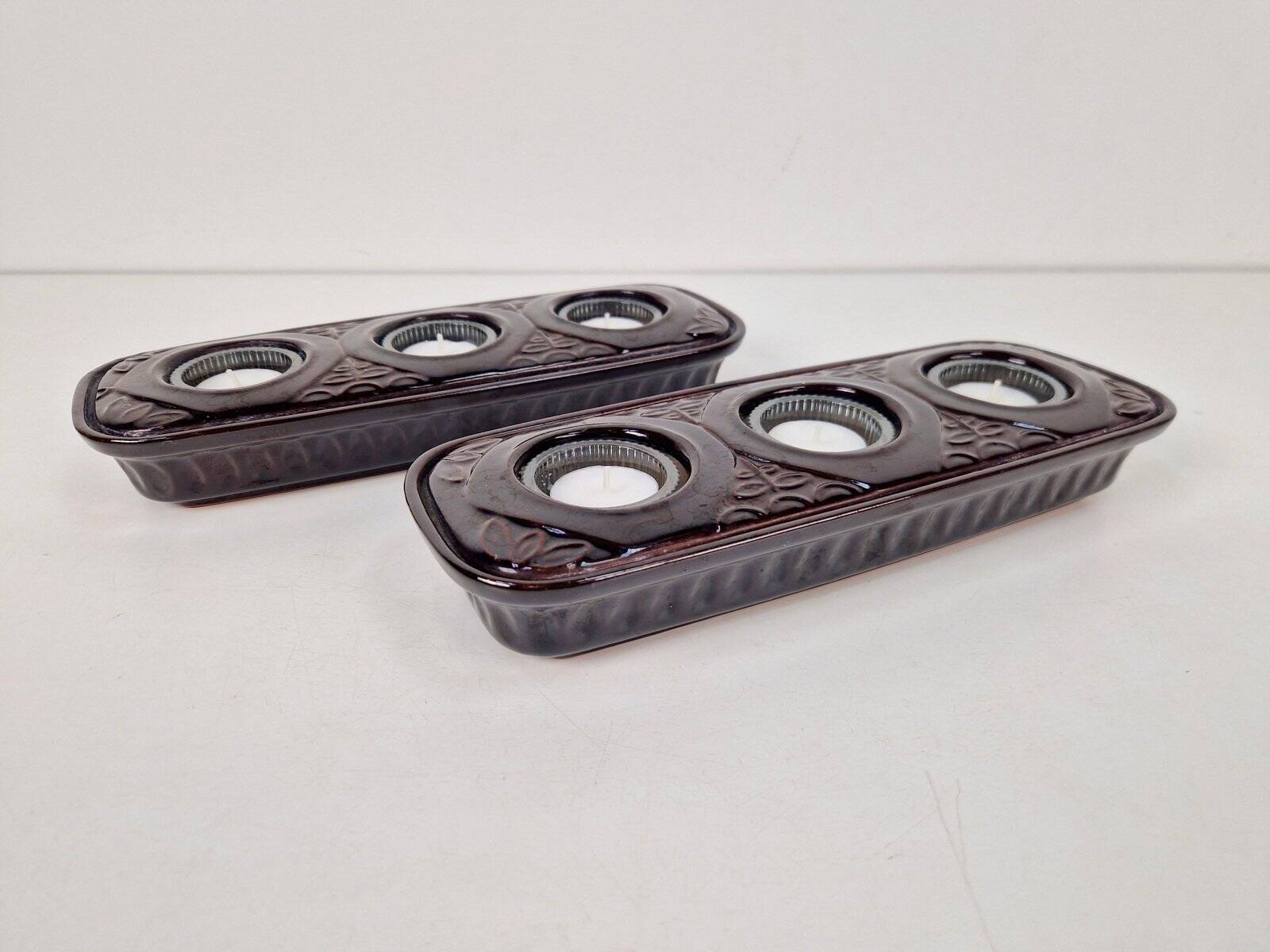 Vintage Tealight Holders in Ceramic from Bay Keramik, 1960s, Set of 2