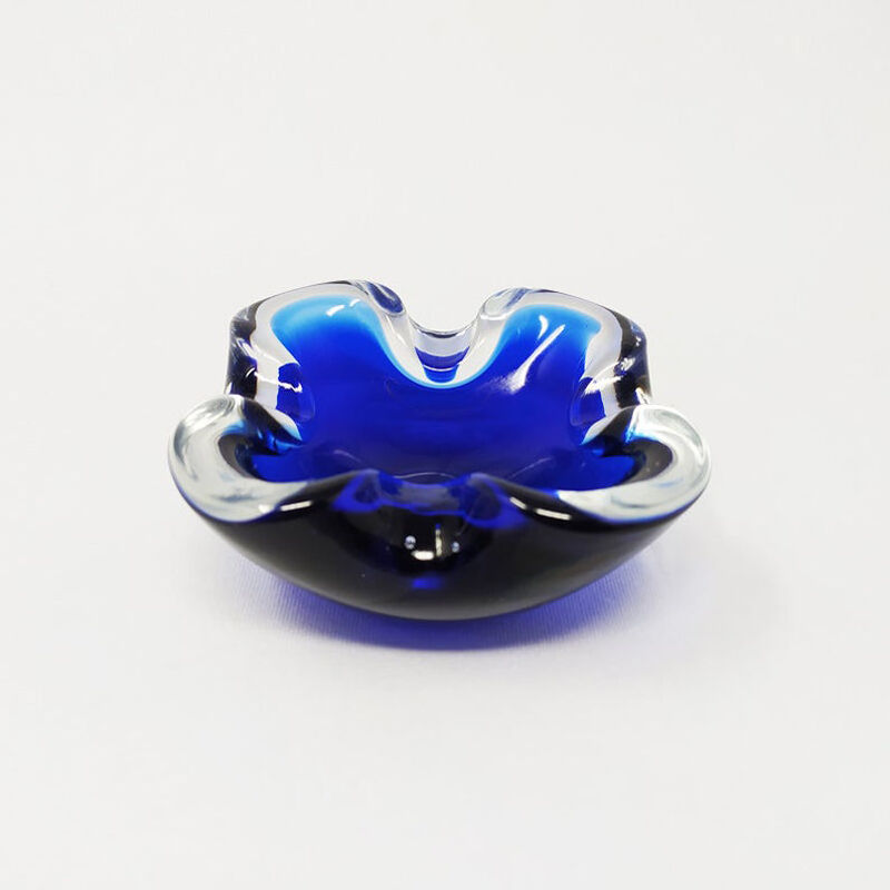 1960s Astonishing Blue Ashtray/Vide Poche Designed By Flavio Poli for Seguso