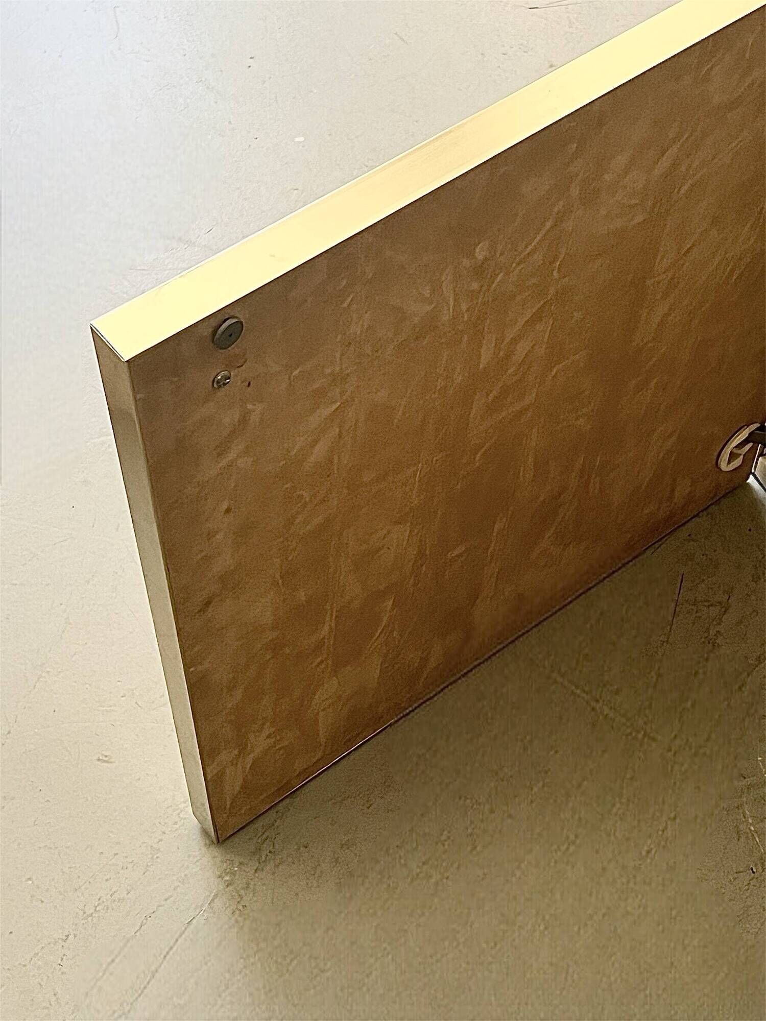 Low ivory lacquered enfilade, smoked mirror & brass JC Mahey, design 1970.