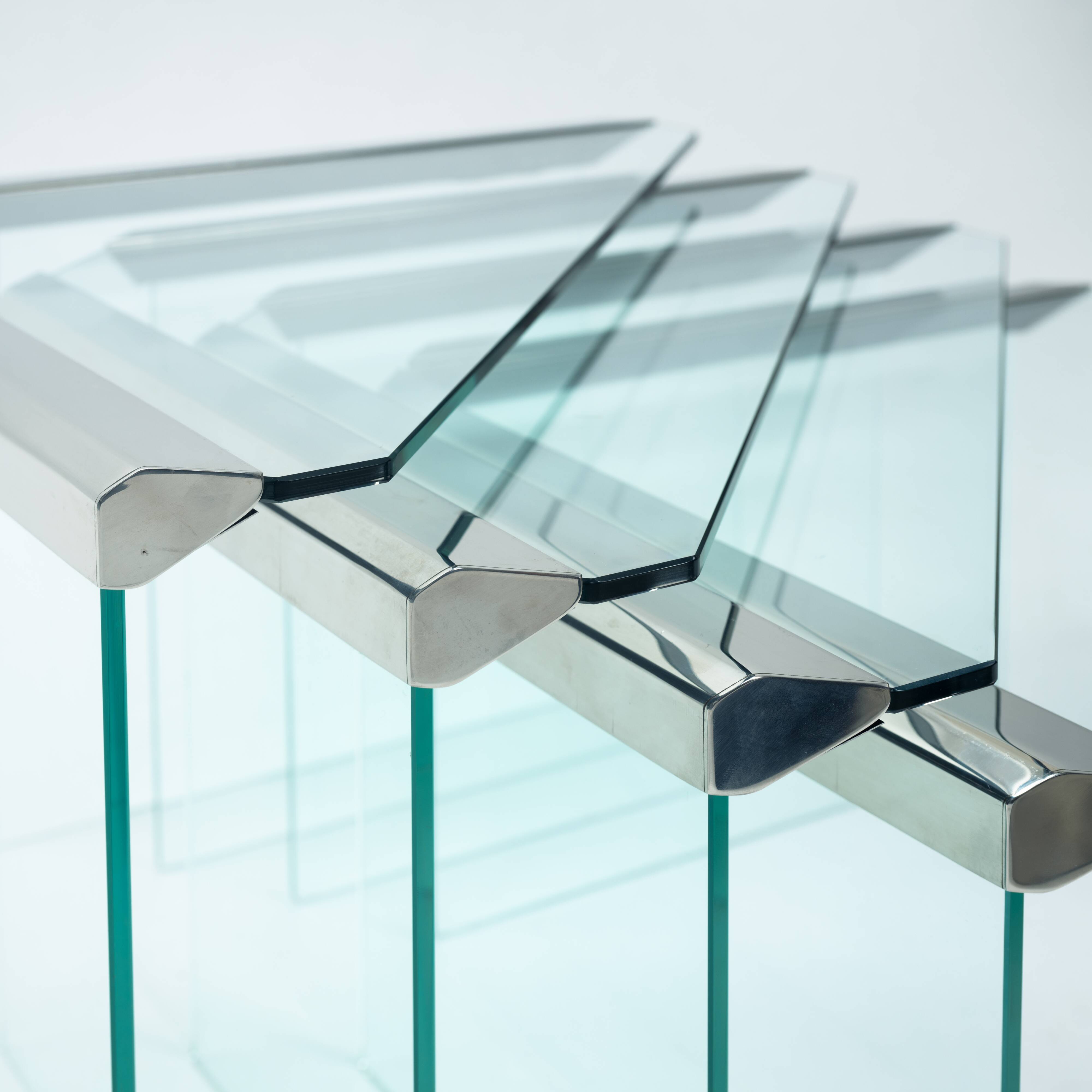 Glass & chrome Nesting Tables by Pierangelo Galotti Radice, Italy, 1970s