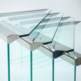 Glass & chrome Nesting Tables by Pierangelo Galotti Radice, Italy, 1970s