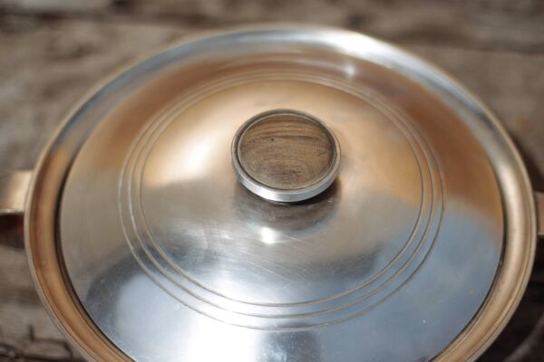 Plat métal argenté poinçon frères Saglier, légumier métal argenté, art déco