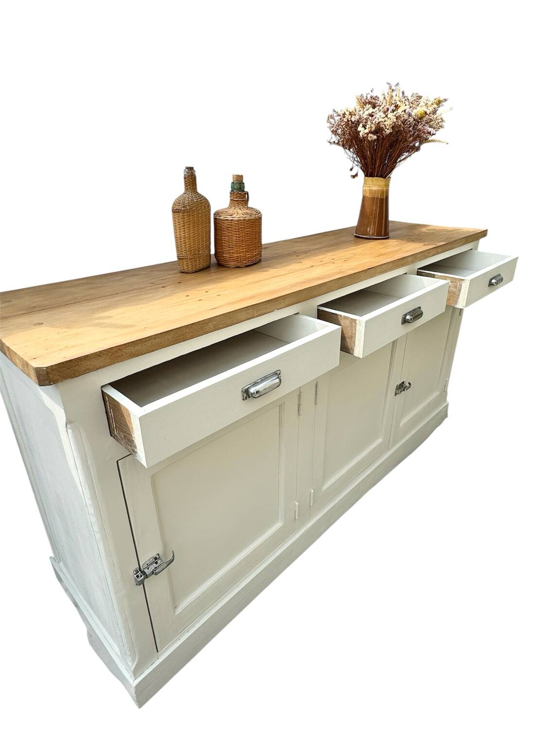 Vintage 3-door wooden sideboard