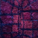 Mid-century Modern Bordeaux Red Rya Rug by Gull-Britt Johansson for NIAB, Sweden