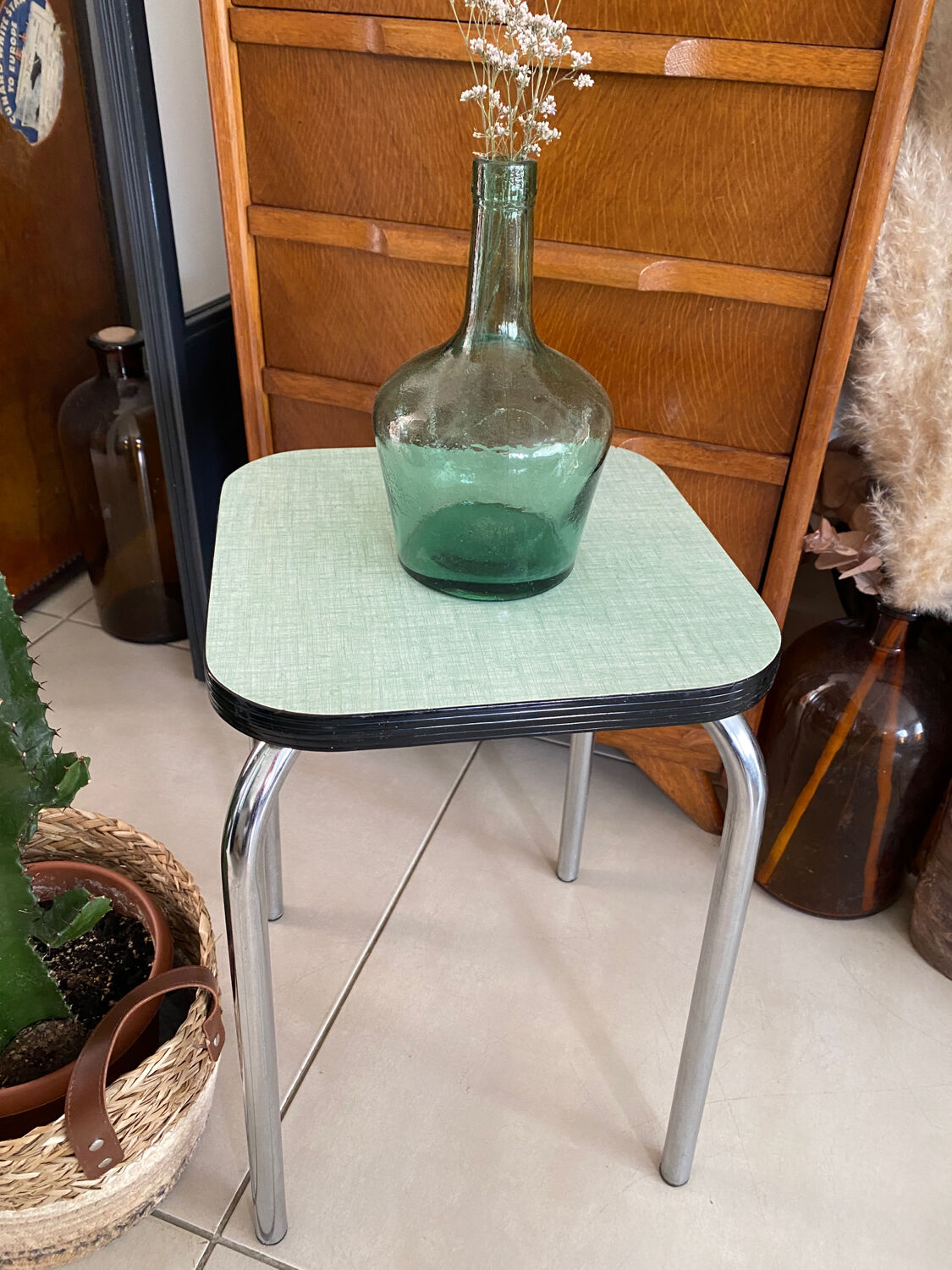 Almond green Formica stool