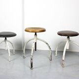 Vintage Industrial Adjustable Swivel Stools, Set of 3