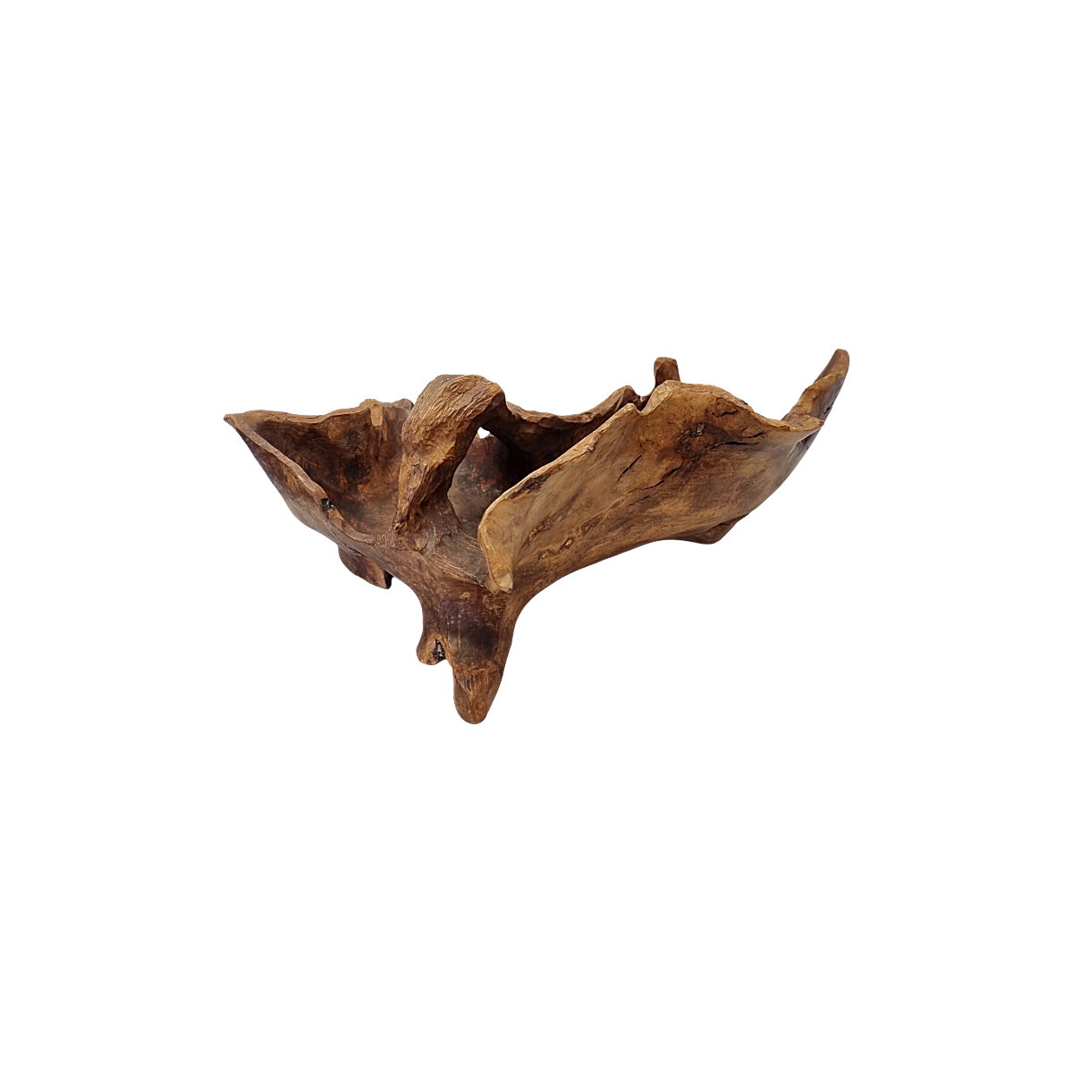 Vintage Olive Wood Bowl With Handle, 1970/80s