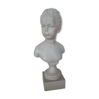 Bust young girl patinated marble