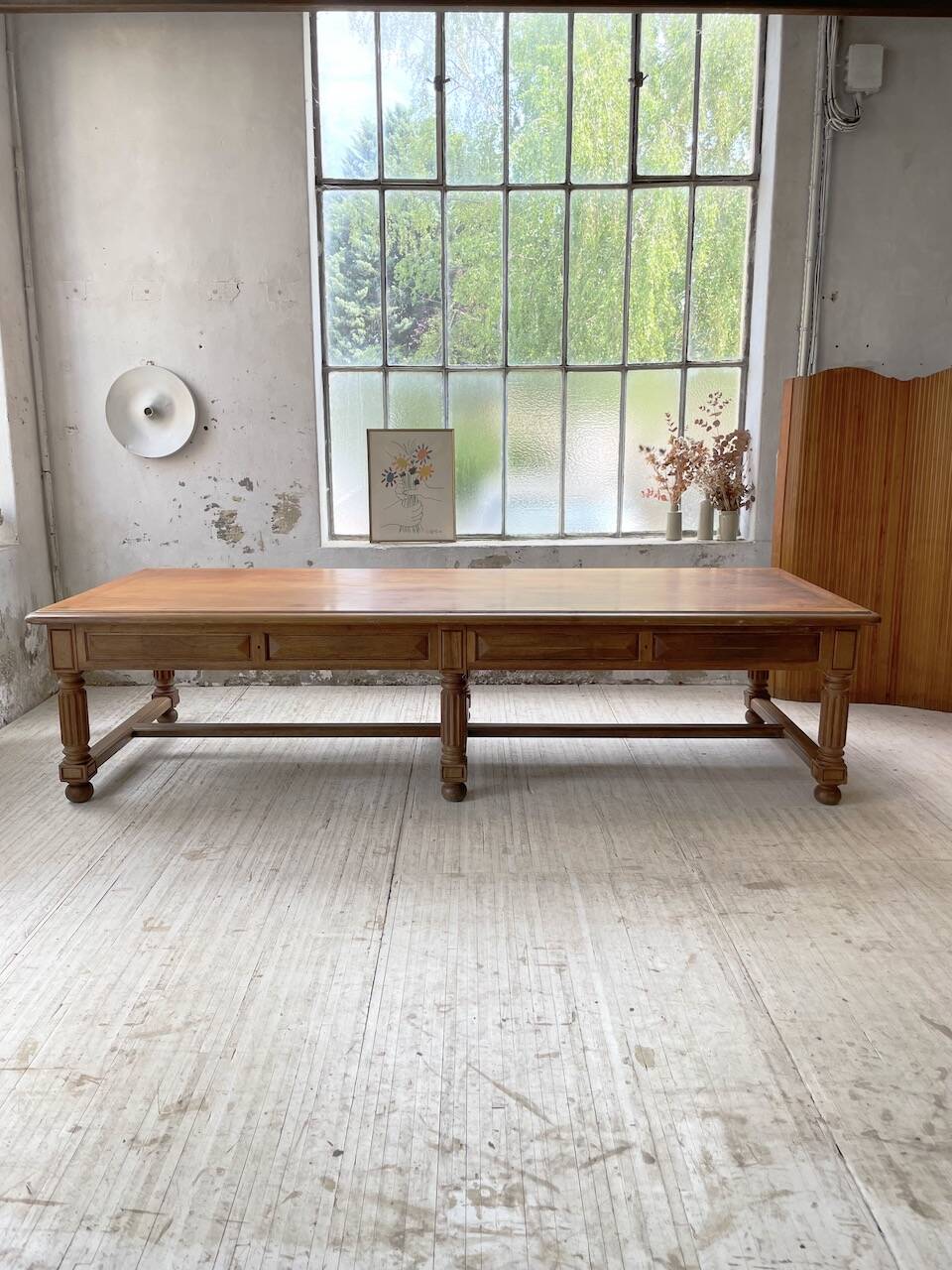 Solid walnut farmhouse castle table 1900 XXL