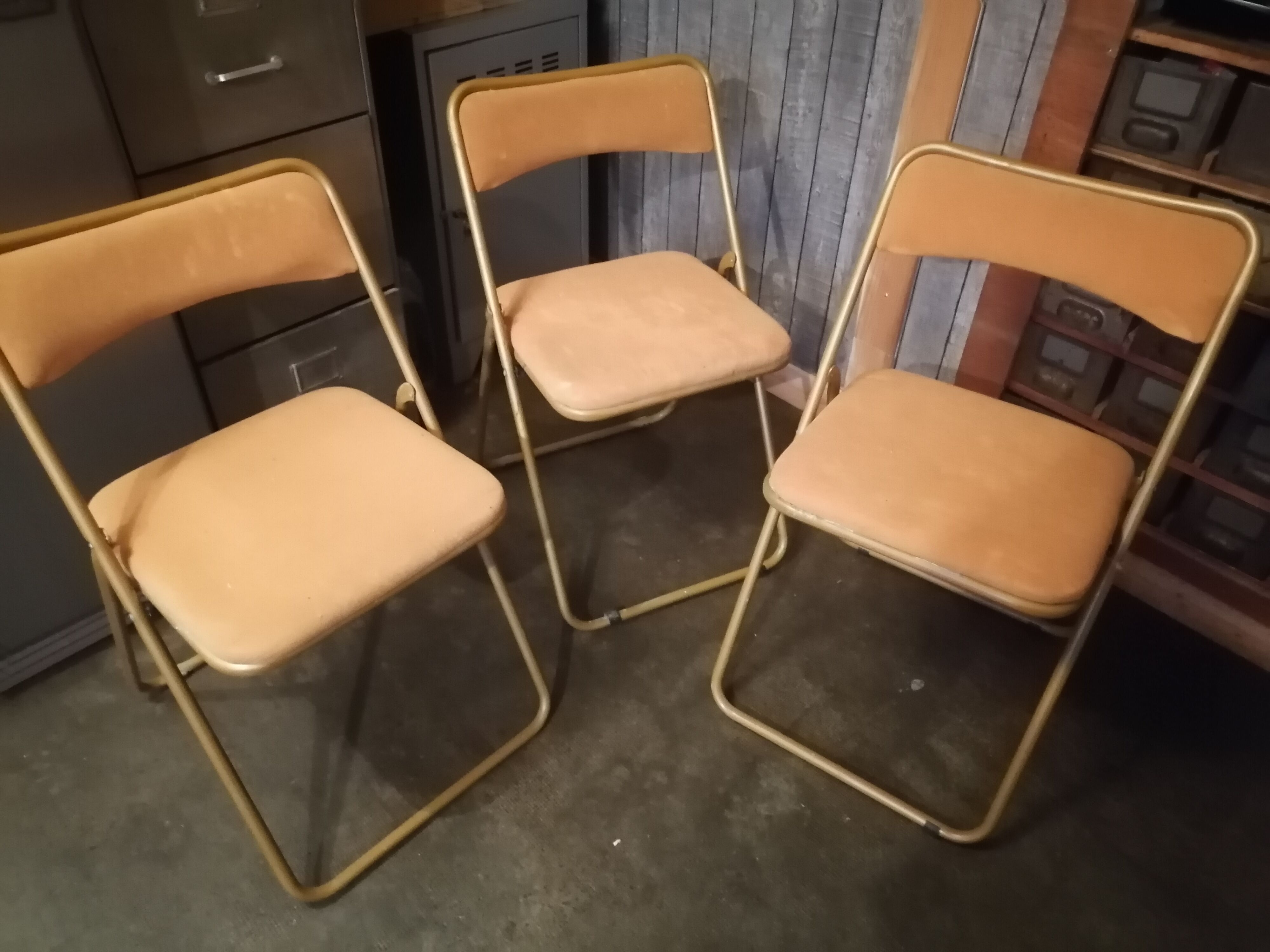 Lot 3 stained lafuma folding chairs