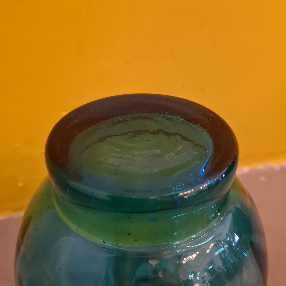 Turquoise glass vase, 1960s, vintage