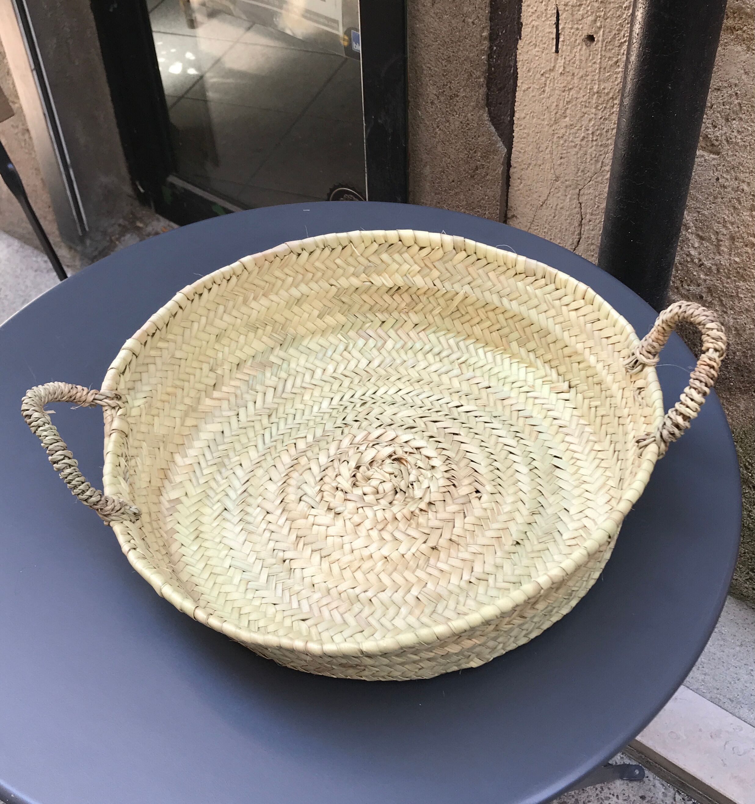 Braided wicker handle basket