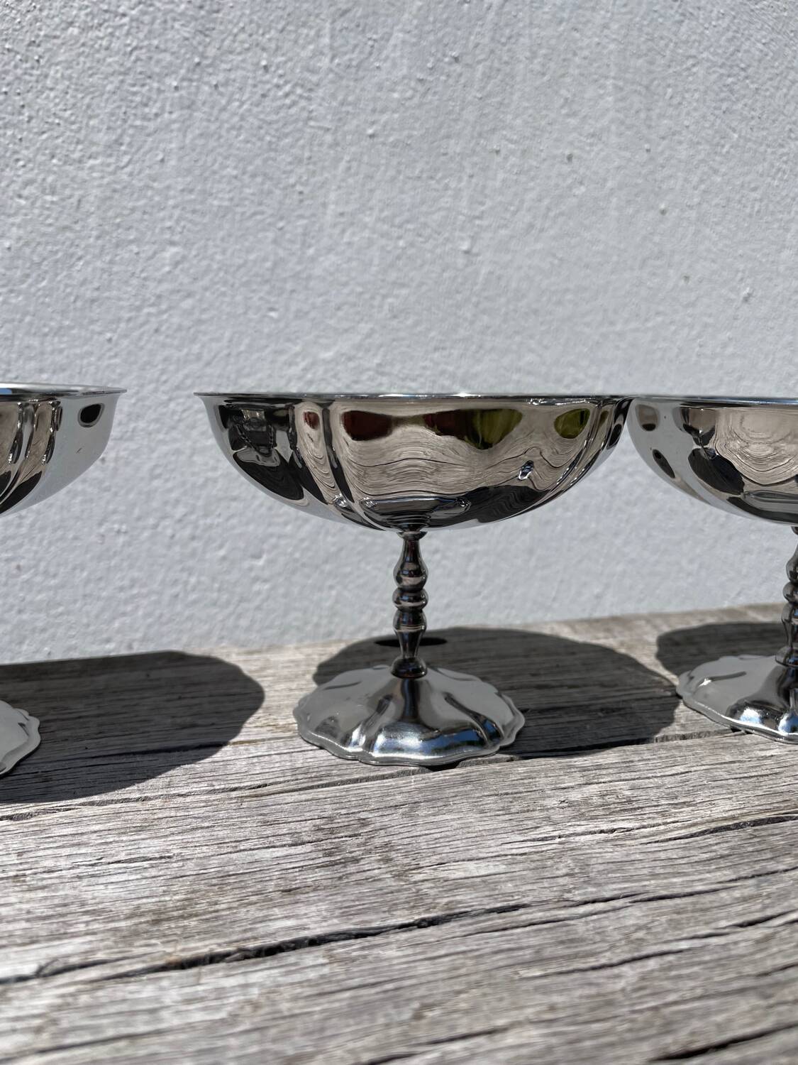 6 large stainless steel bowls 1970