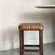 Solid oak stool with woven hemp seat by Audoux Minnet.