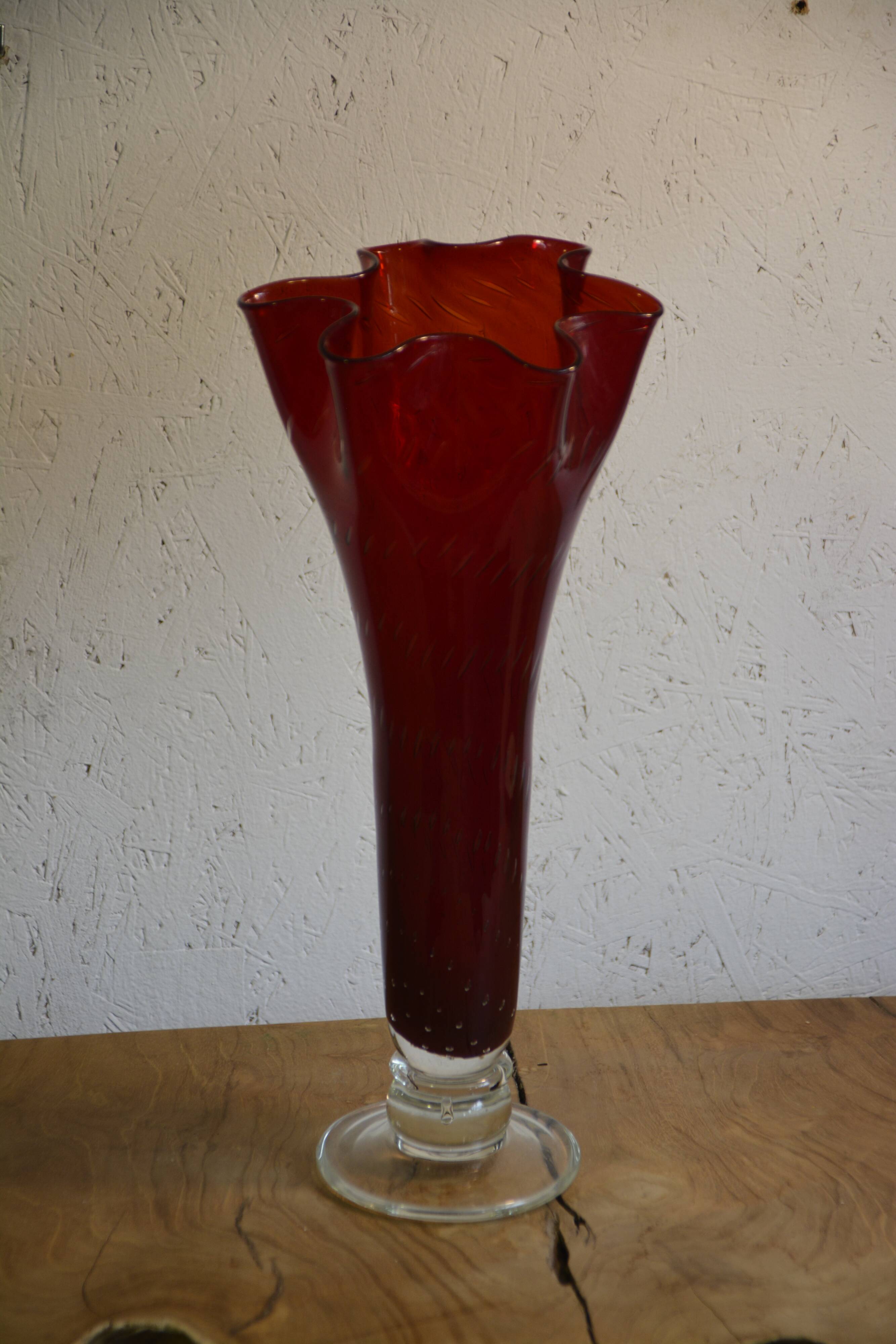 Red Murano glass vase