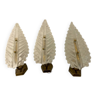 Barovier Murano Glass Sconces Set of 3