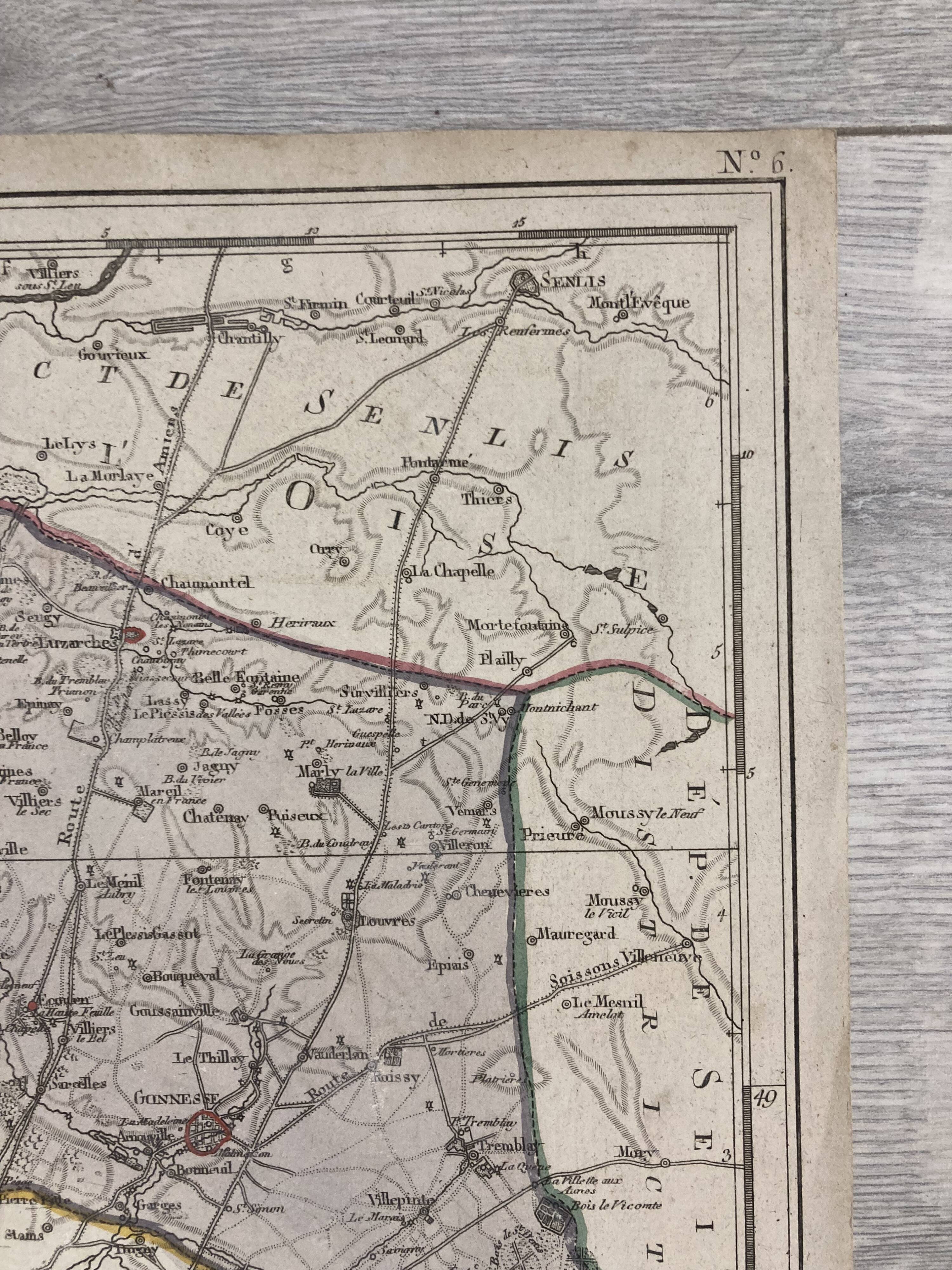 Old map of Pontoise and Gonesse