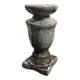 Ceramic candle holder in "Raku" style, blue-grey crackled.
