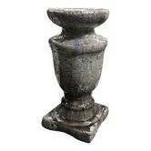 Ceramic candle holder type "Raku", blue-grey crackled