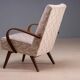 Restored bentwood armchairs by Jaroslav Šmídek, pair, Czechoslovakia, new beige patterned upholstery, 61 × 82 × 81 cm