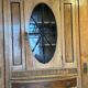 Art Deco Wooden Cabinet with Oval Glass Window and Drawers, 1930s