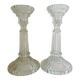 Pair of molded glass candle holders
