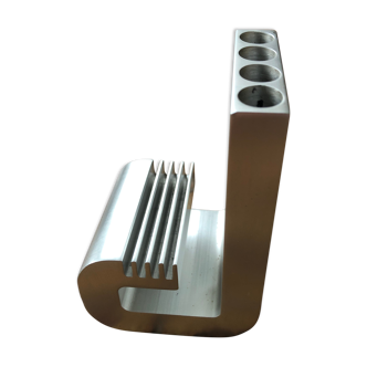 Pencil holder 1970 in cast aluminum signed Pierre Vandel for Pierre Cardin