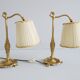 Bedside lamps set metal with fabric shades