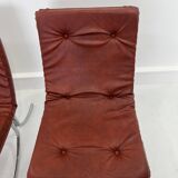 Set of Vintage Lounge Chairs in Chrome and Vinyl, 1970s